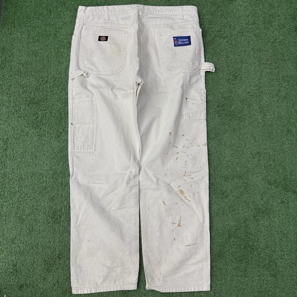 Dickies Pants Mens 38x30 White Carpenter Painter Splatter Distressed Workwear